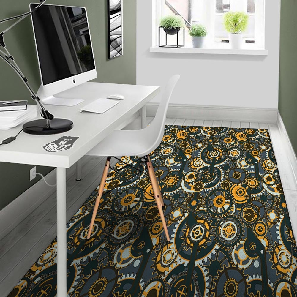 Steampunk Gears Print Pattern Floor Mat-grizzshop
