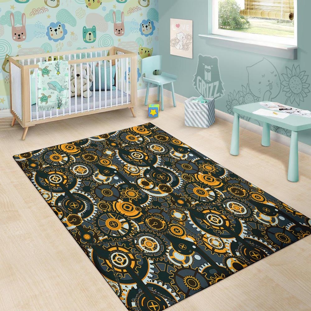 Steampunk Gears Print Pattern Floor Mat-grizzshop