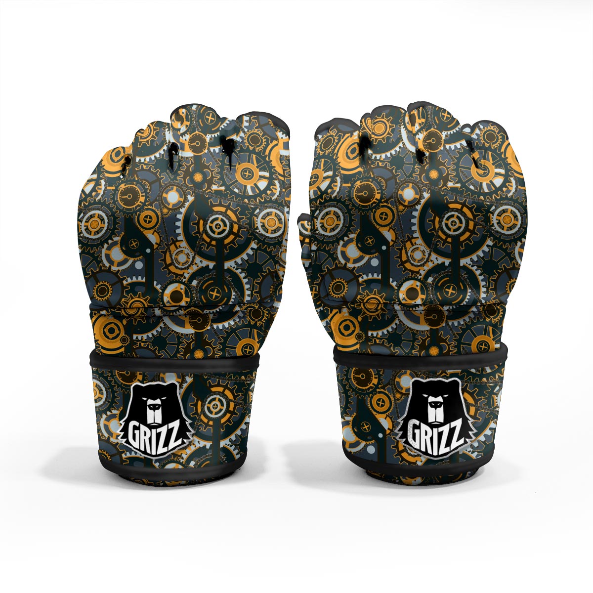 Steampunk Gears Print Pattern MMA Gloves-grizzshop