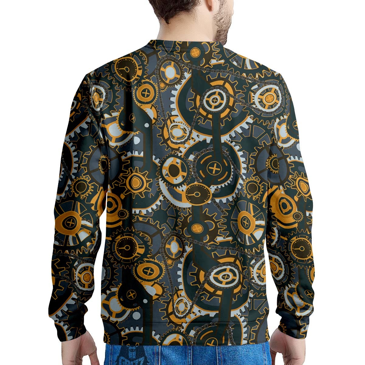 Steampunk Gears Print Pattern Men's Sweatshirt-grizzshop