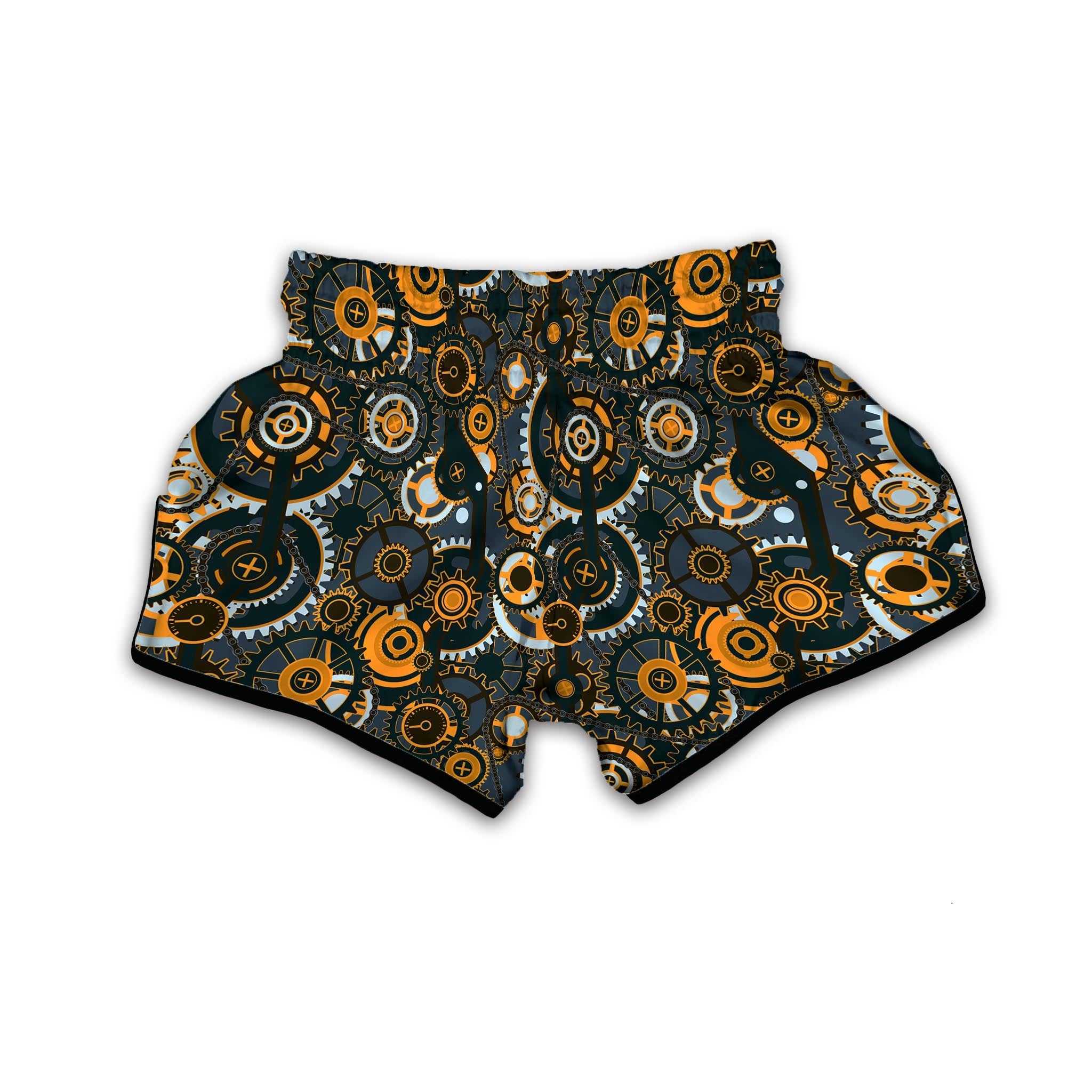 Steampunk Gears Print Pattern Muay Thai Boxing Shorts-grizzshop