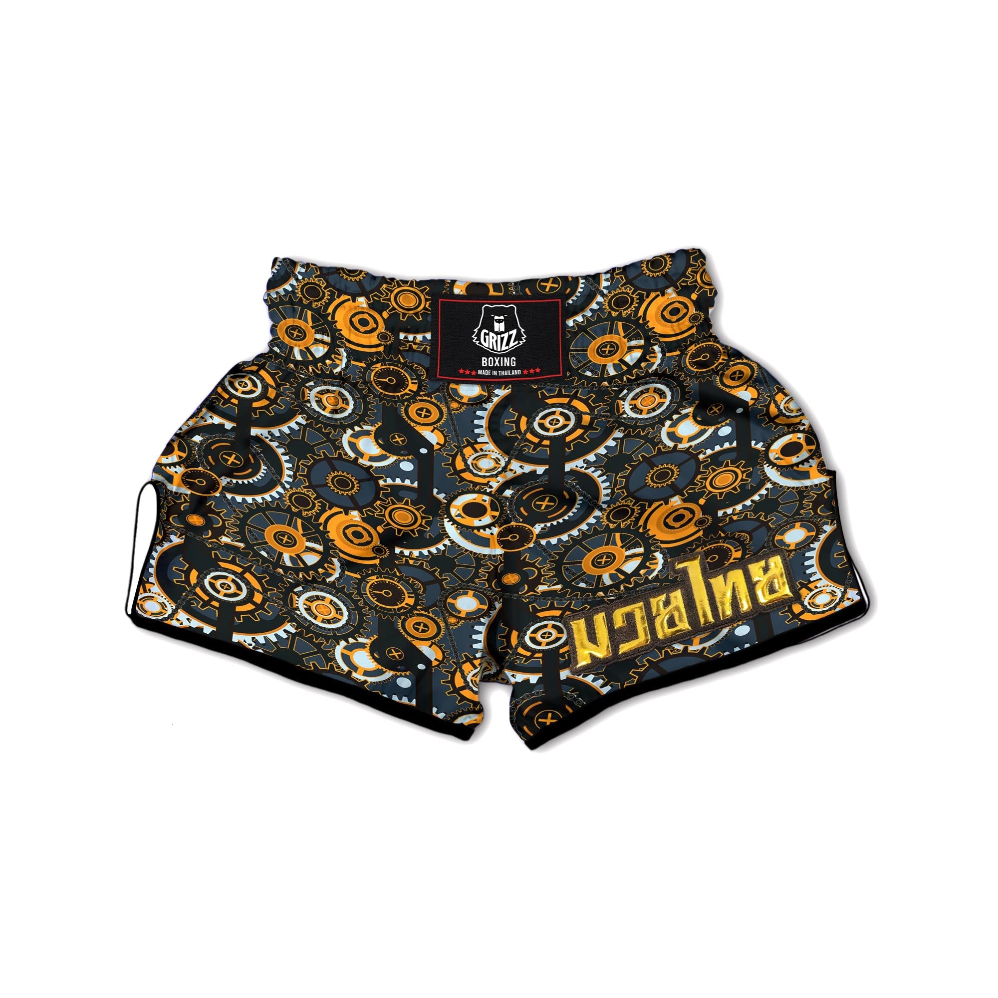 Steampunk Gears Print Pattern Muay Thai Boxing Shorts-grizzshop