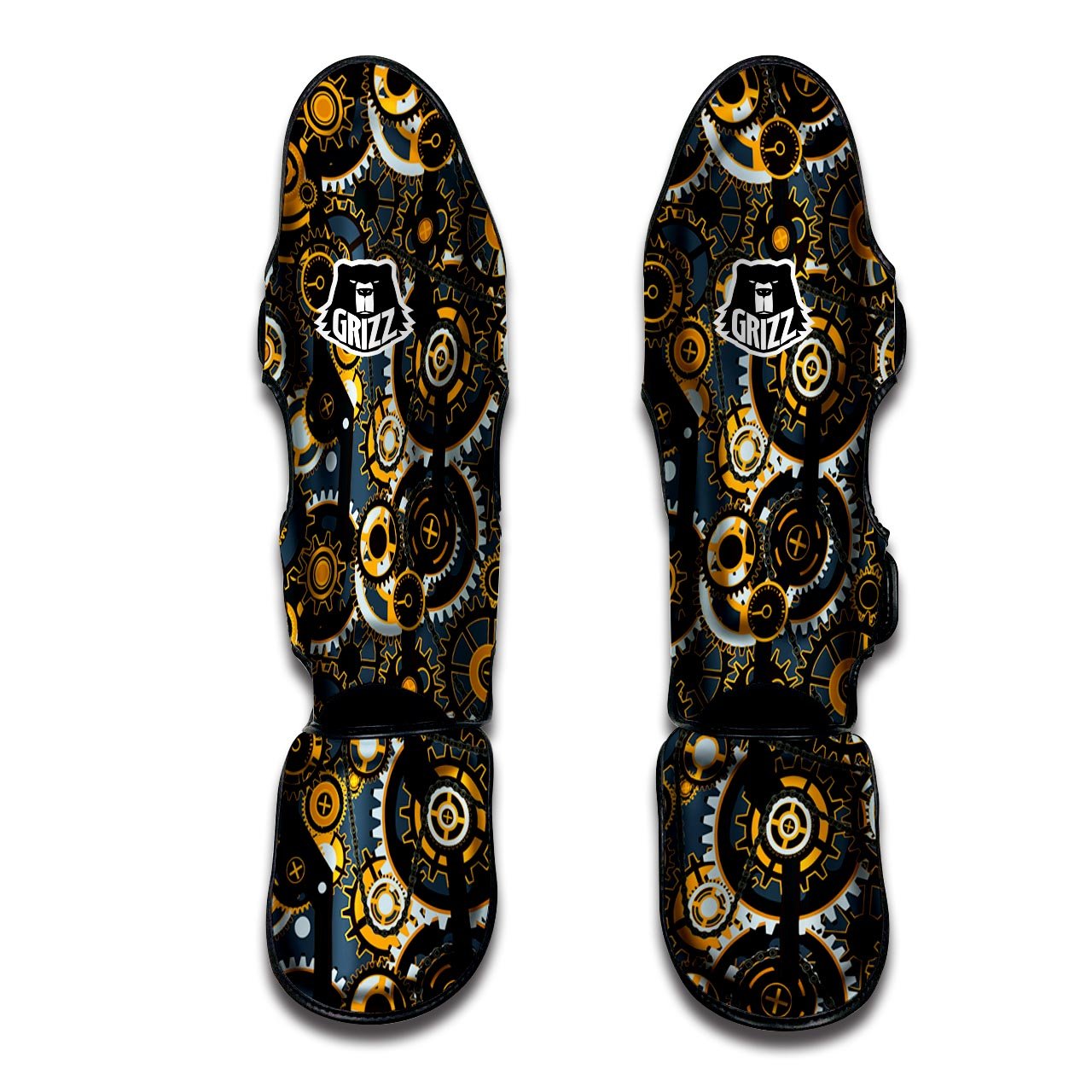 Steampunk Gears Print Pattern Muay Thai Shin Guards-grizzshop