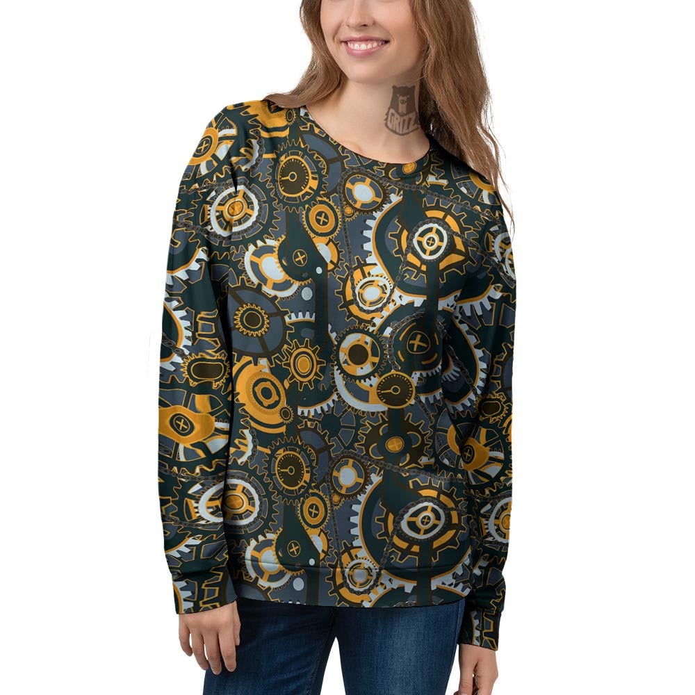 Steampunk Gears Print Pattern Women's Sweatshirt-grizzshop