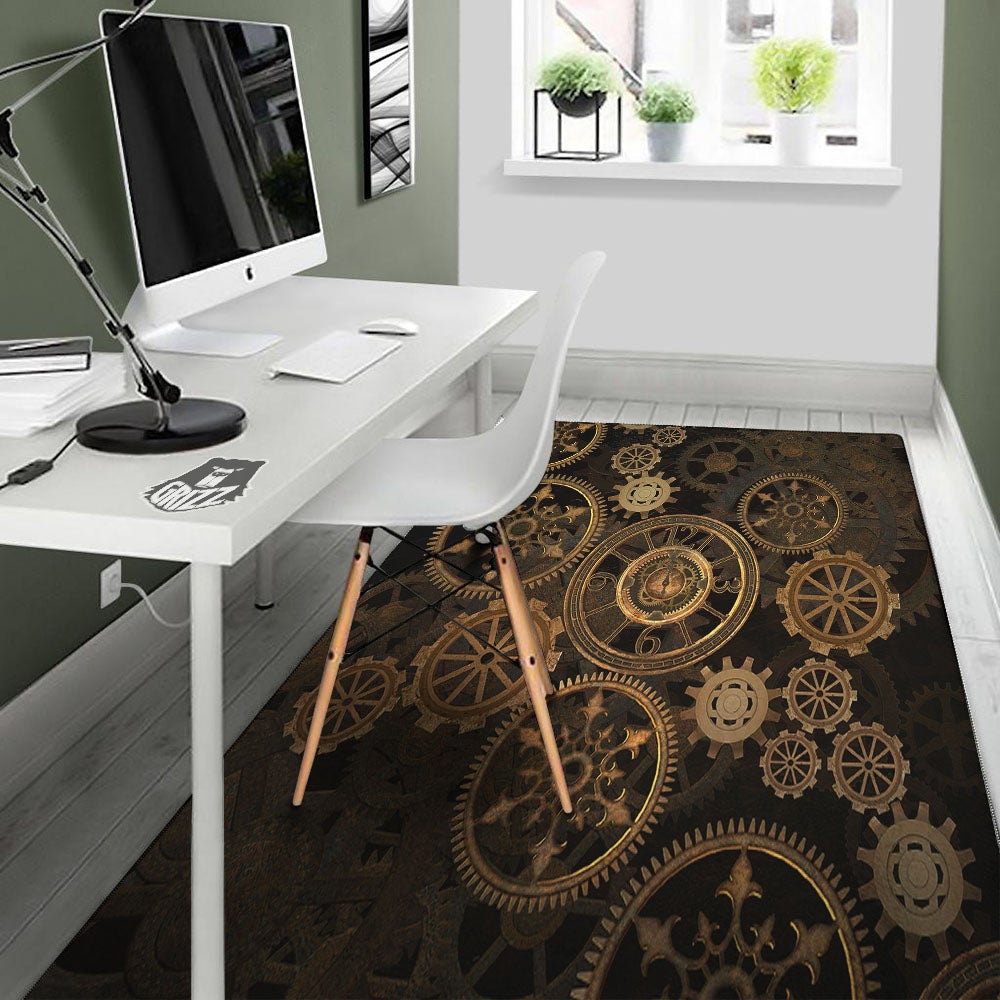 Steampunk Gears Vintage Print Floor Mat-grizzshop