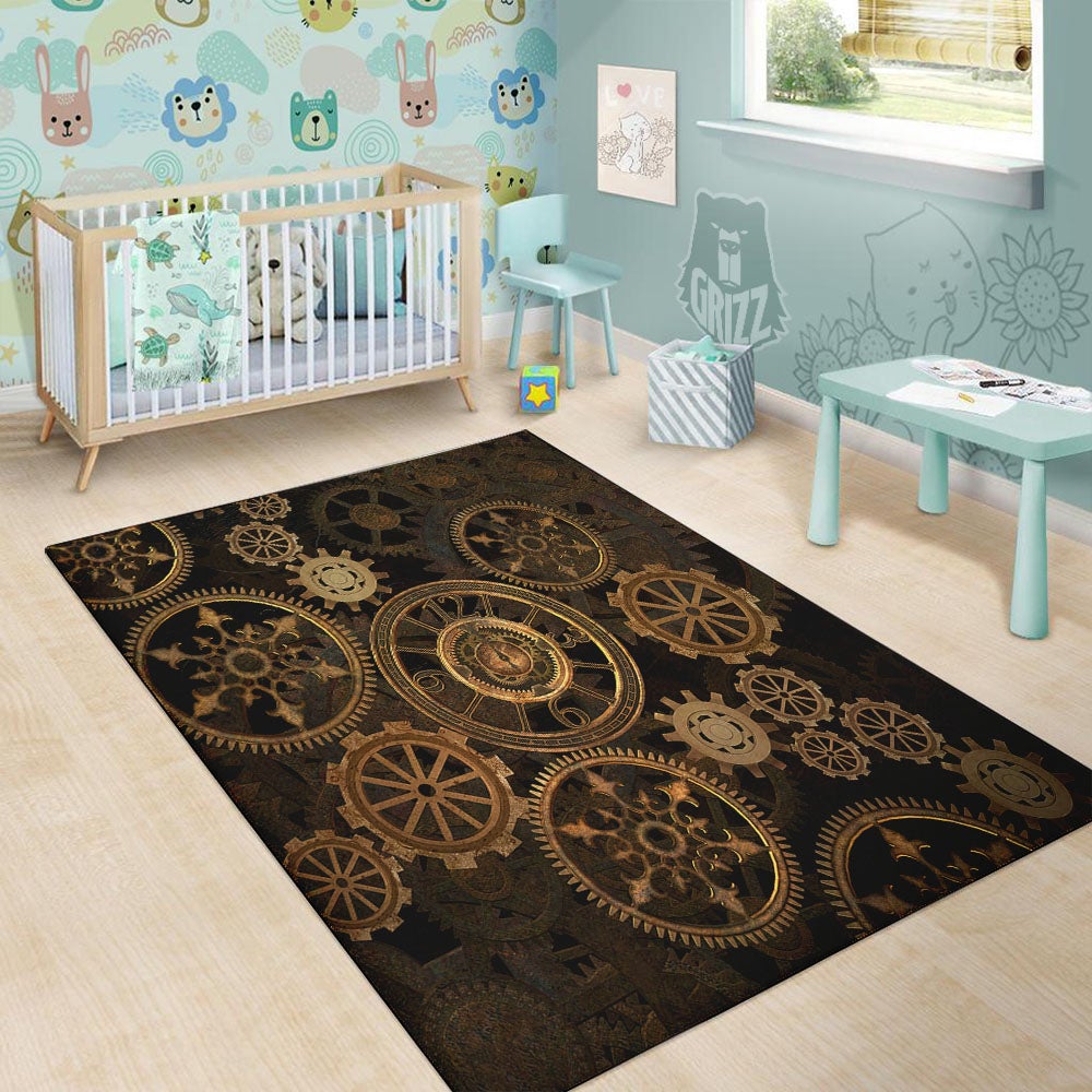 Steampunk Gears Vintage Print Floor Mat-grizzshop