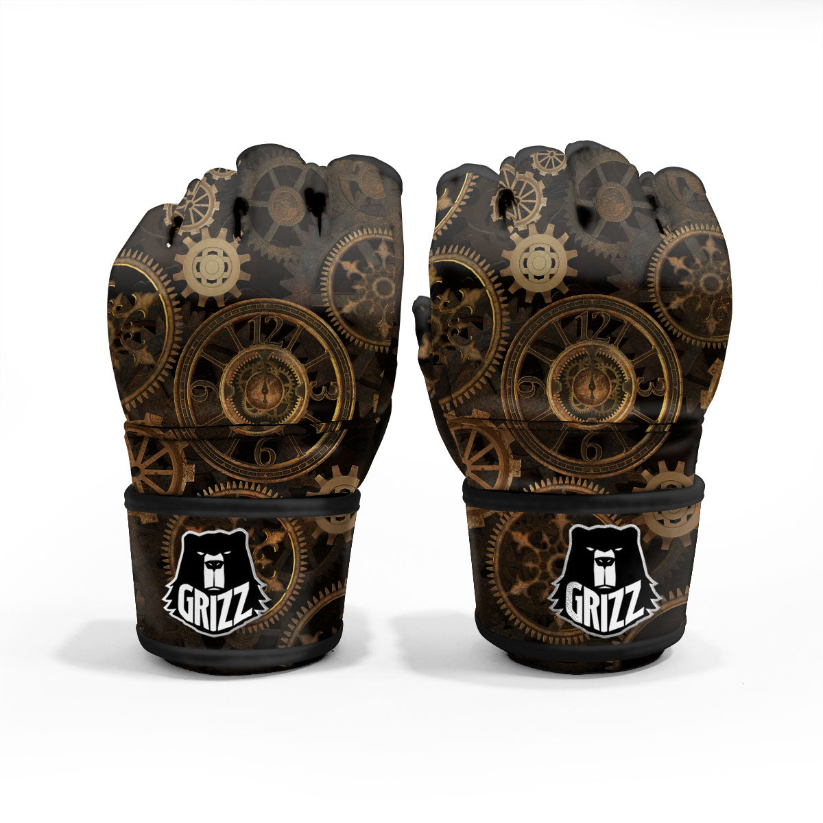 Steampunk Gears Vintage Print MMA Gloves-grizzshop
