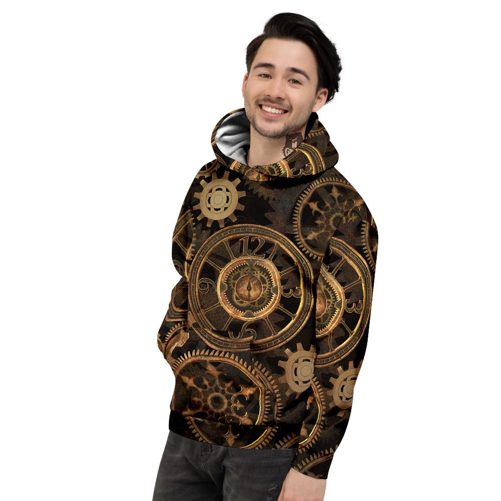 Steampunk Gears Vintage Print Men's Hoodie-grizzshop