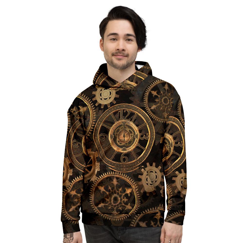 Steampunk Gears Vintage Print Men's Hoodie-grizzshop