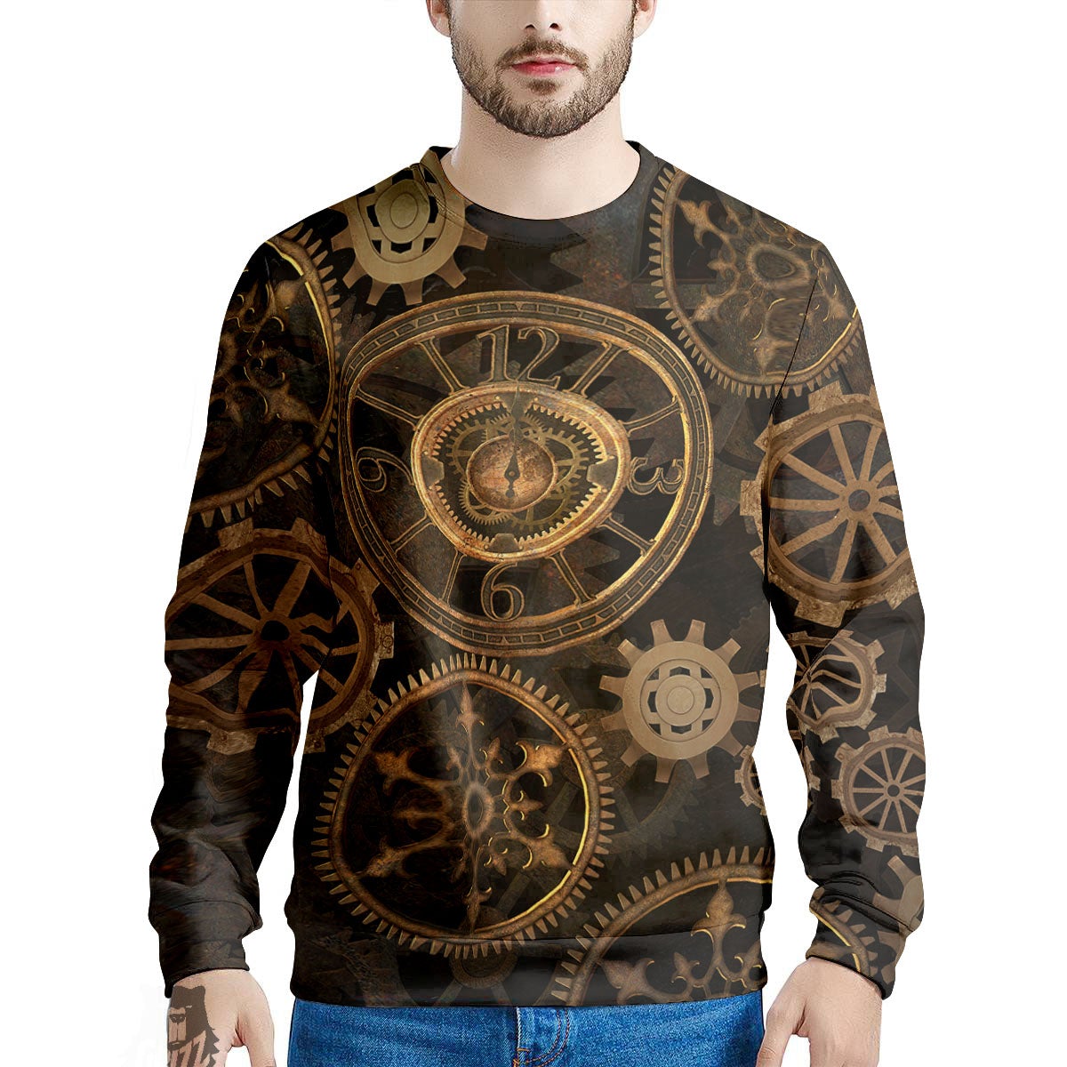 Steampunk Gears Vintage Print Men's Sweatshirt-grizzshop