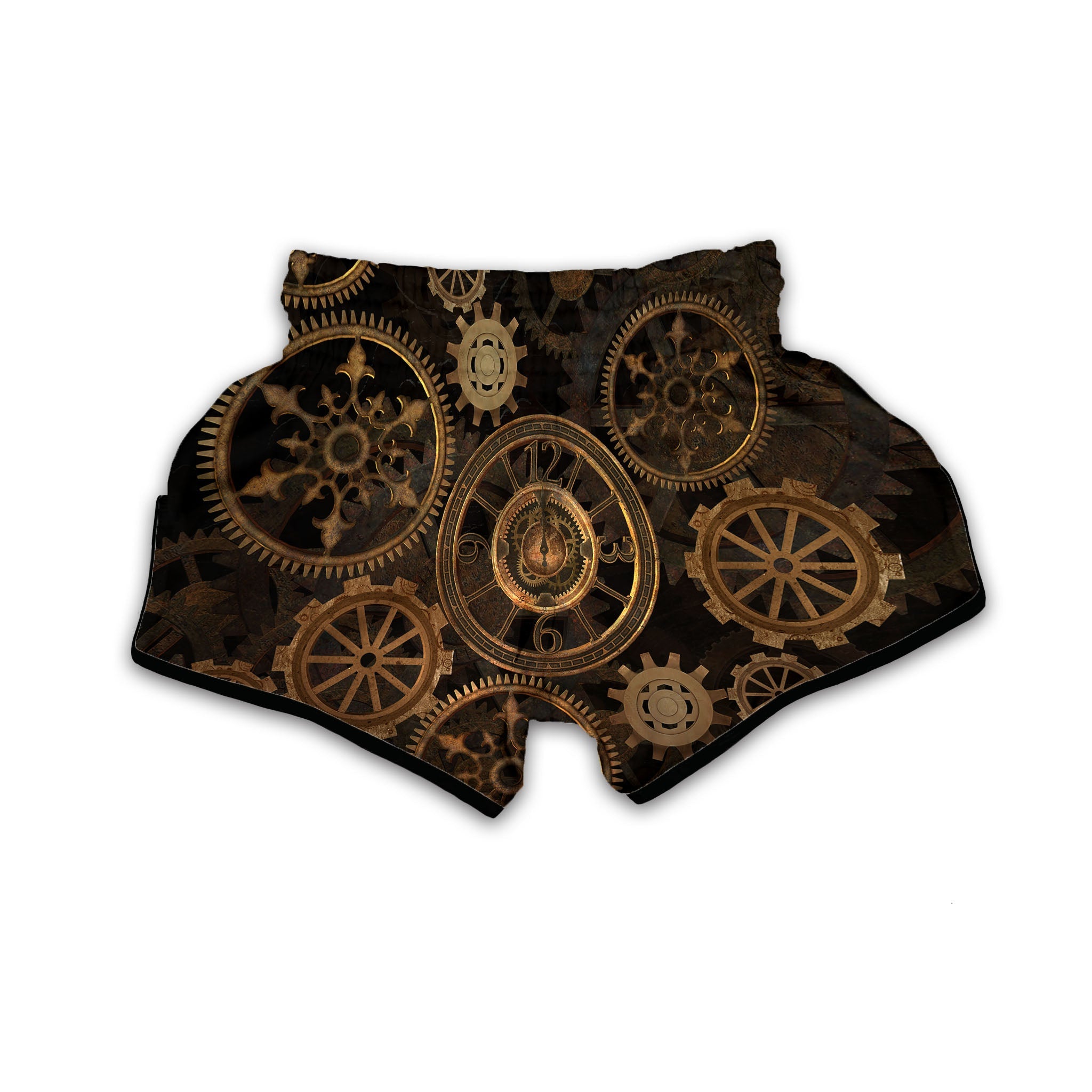 Steampunk Gears Vintage Print Muay Thai Boxing Shorts-grizzshop