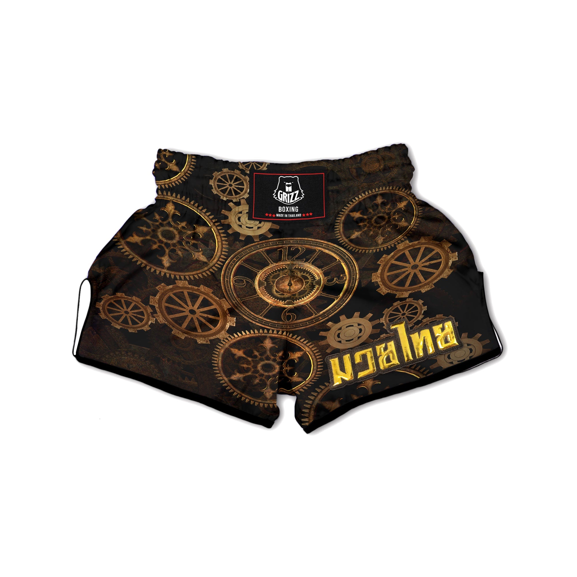 Steampunk Gears Vintage Print Muay Thai Boxing Shorts-grizzshop