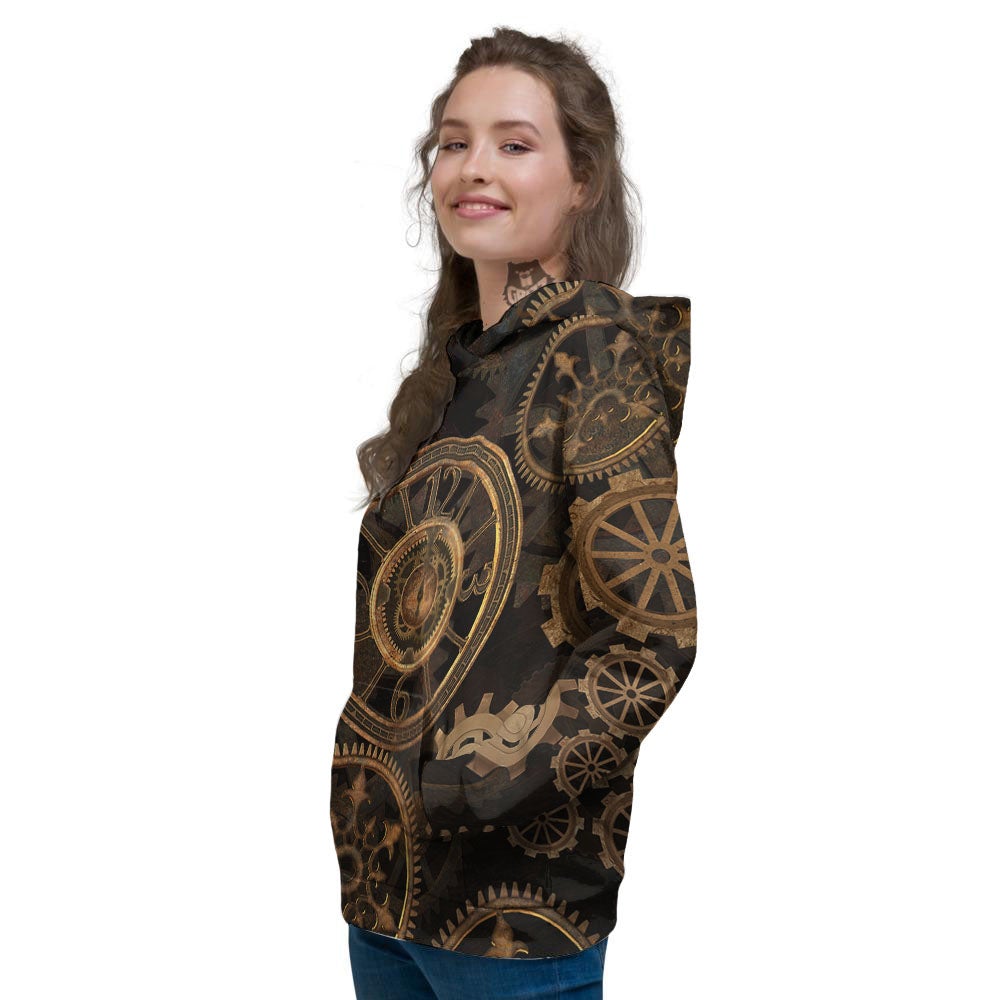 Steampunk Gears Vintage Print Women's Hoodie-grizzshop