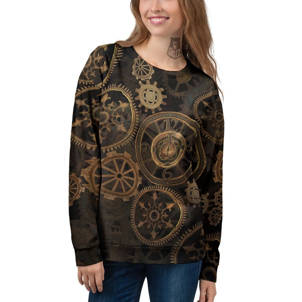 Steampunk Gears Vintage Print Women's Sweatshirt-grizzshop