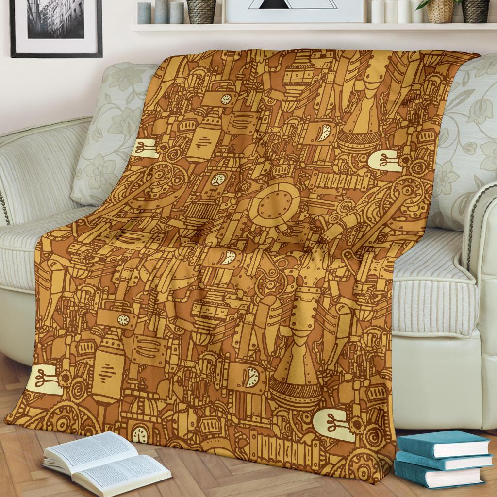 Steampunk Pattern Print Blanket-grizzshop