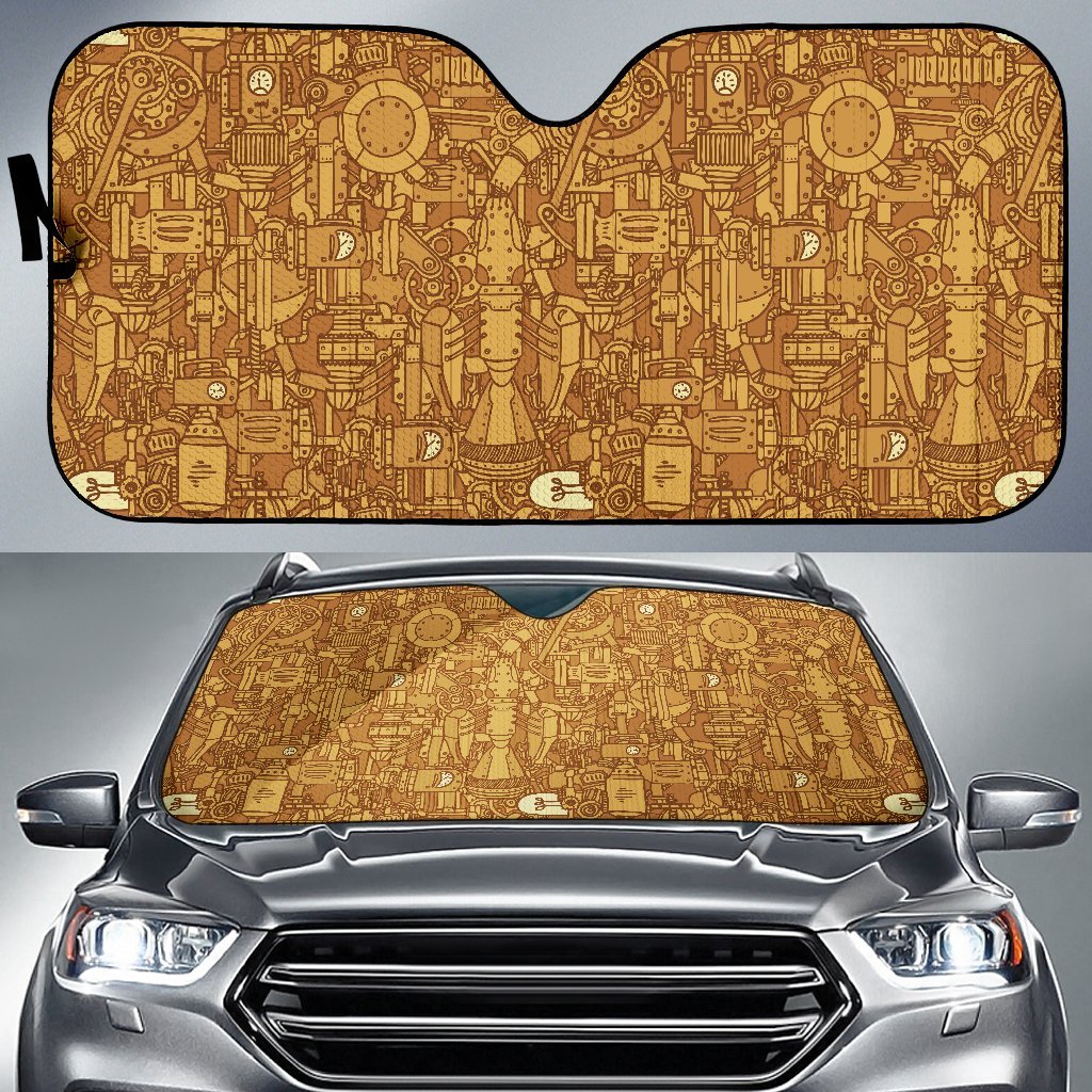Steampunk Pattern Print Car Sun Shade-grizzshop