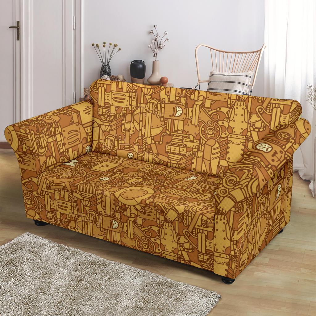 Steampunk Pattern Print Loveseat Cover-grizzshop