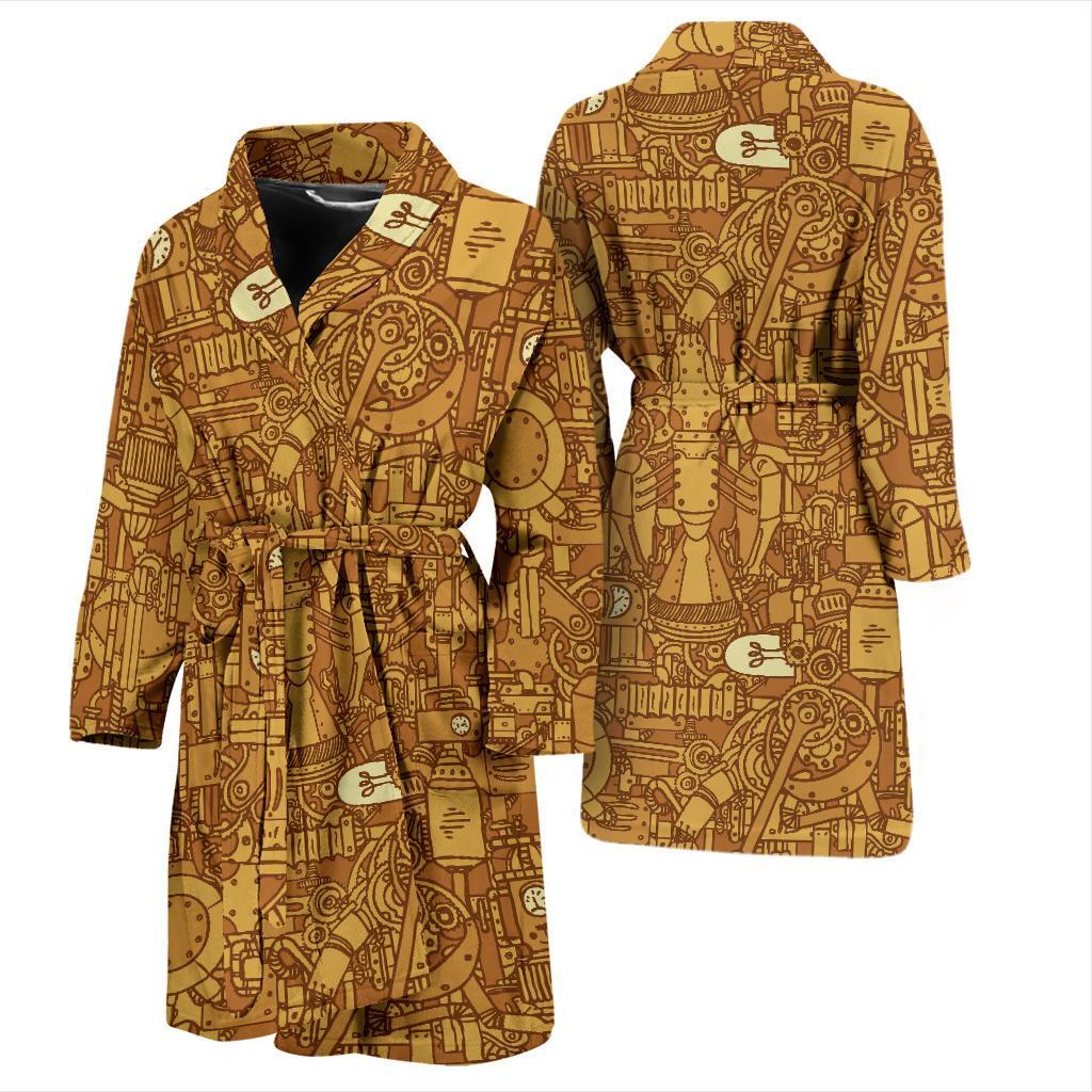 Steampunk Pattern Print Men Long Robe-grizzshop