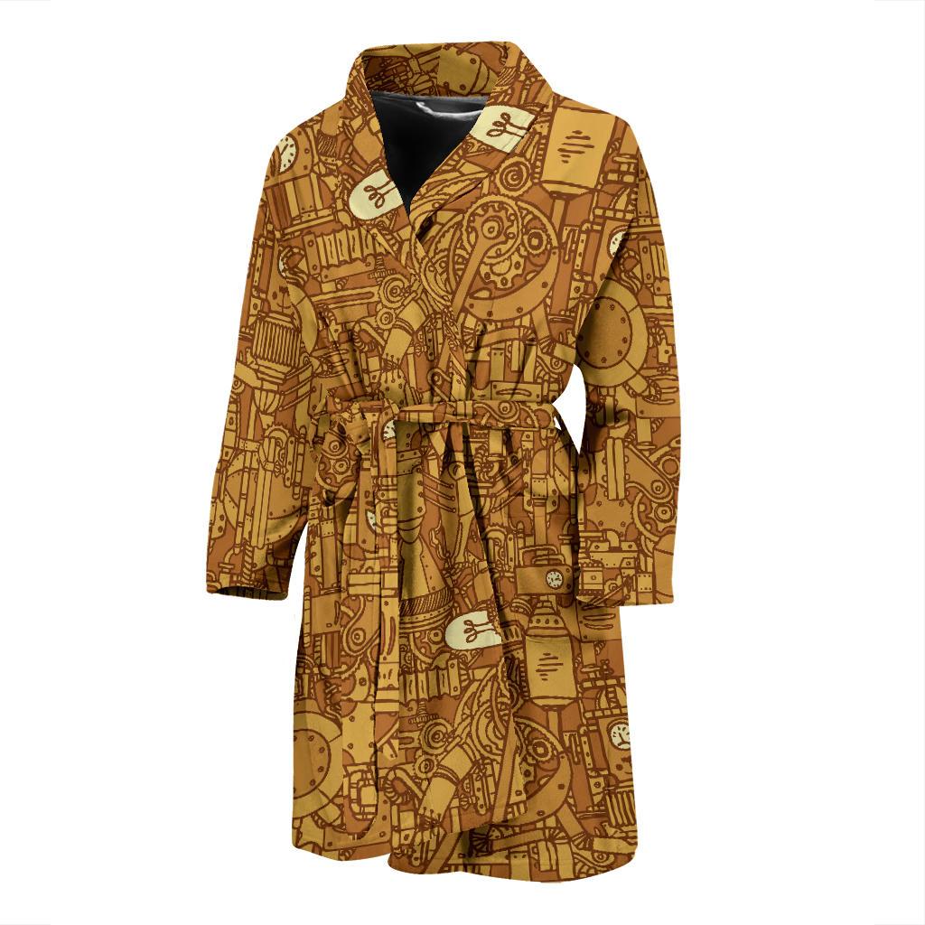 Steampunk Pattern Print Men Long Robe-grizzshop