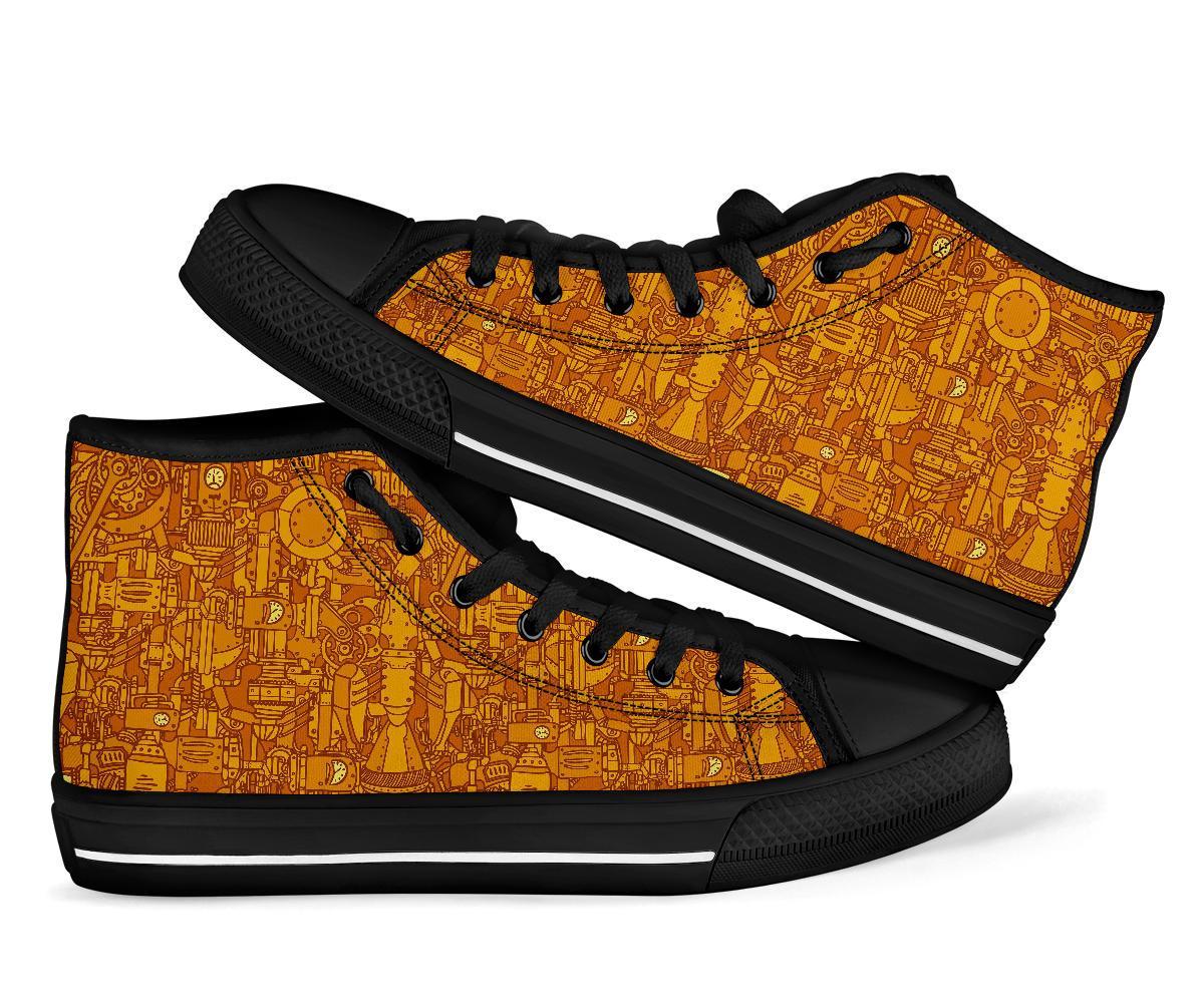 Steampunk Pattern Print Men Women's High Top Shoes-grizzshop