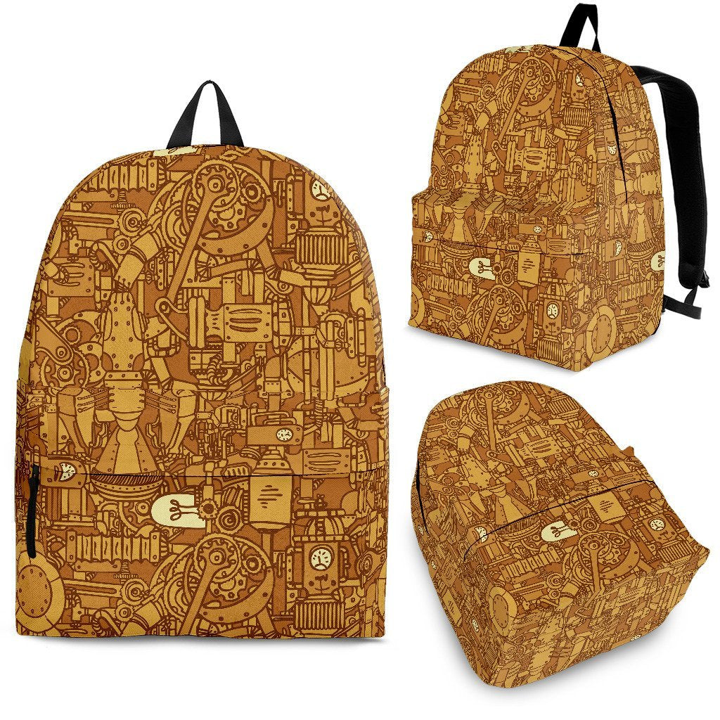 Steampunk Pattern Print Premium Backpack-grizzshop