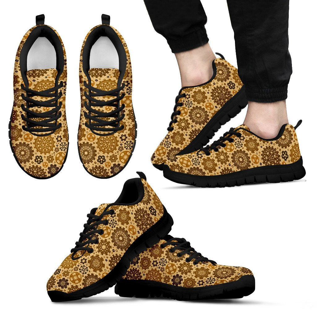Steampunk Print Pattern Black Sneaker Shoes For Men Women-grizzshop