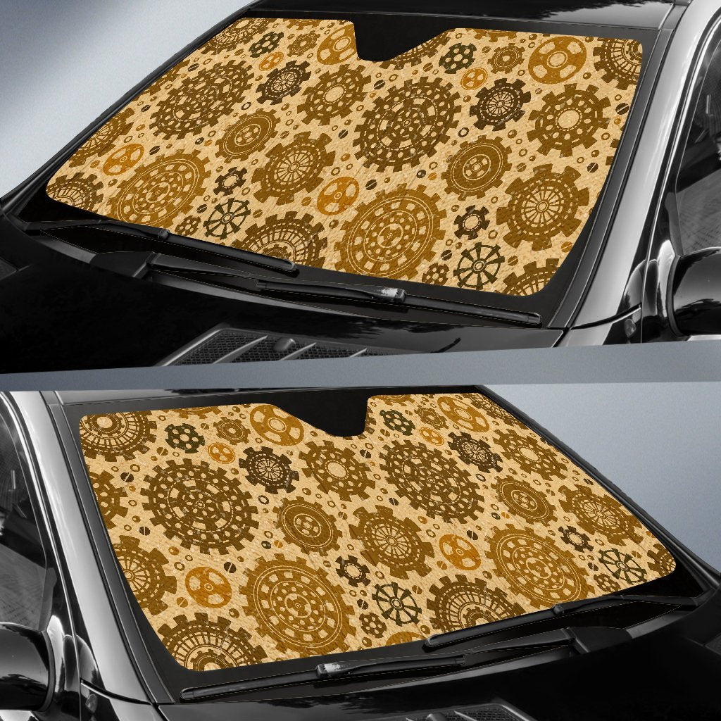 Steampunk Print Pattern Car Sun Shade-grizzshop