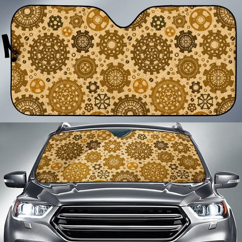 Steampunk Print Pattern Car Sun Shade-grizzshop