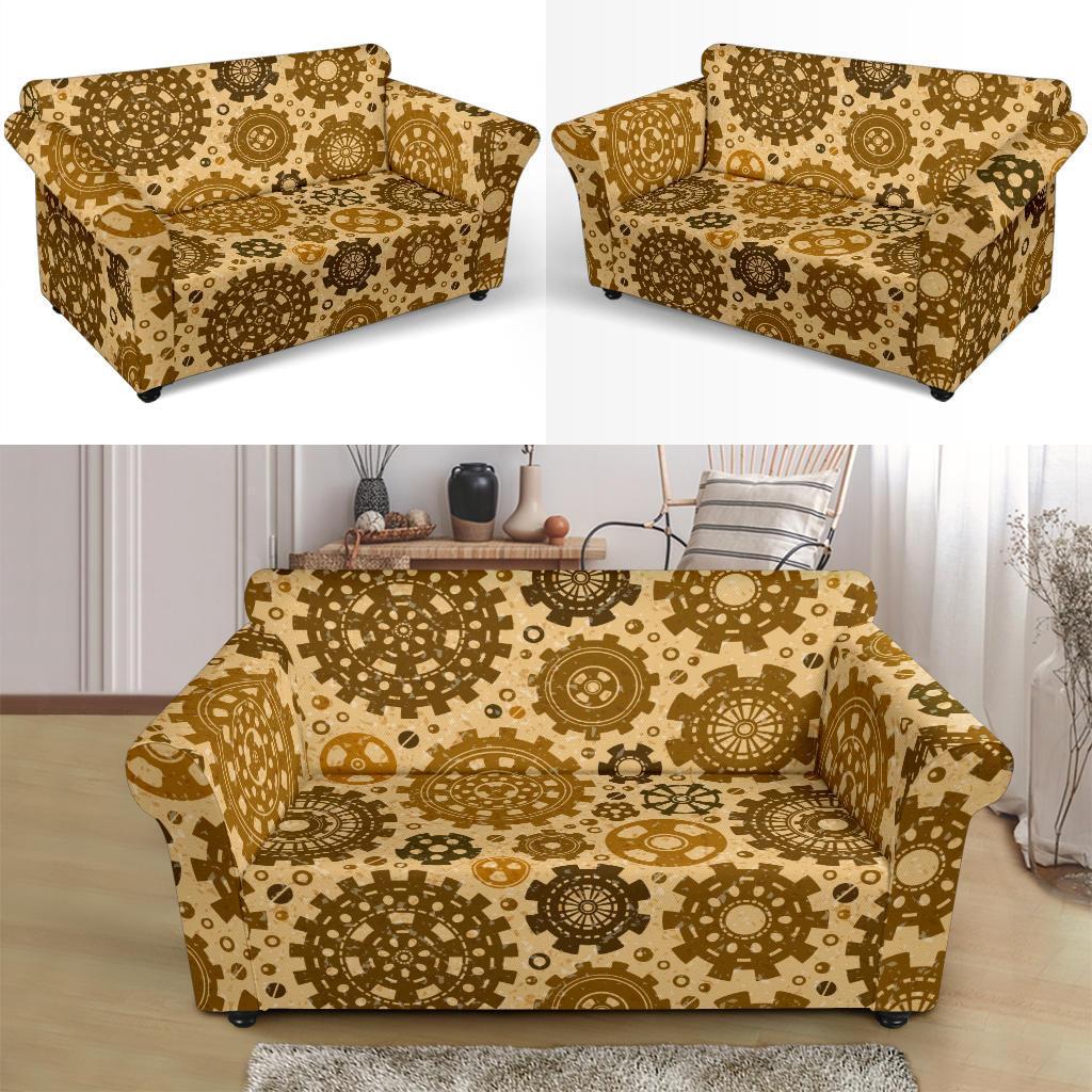 Steampunk Print Pattern Loveseat Cover-grizzshop