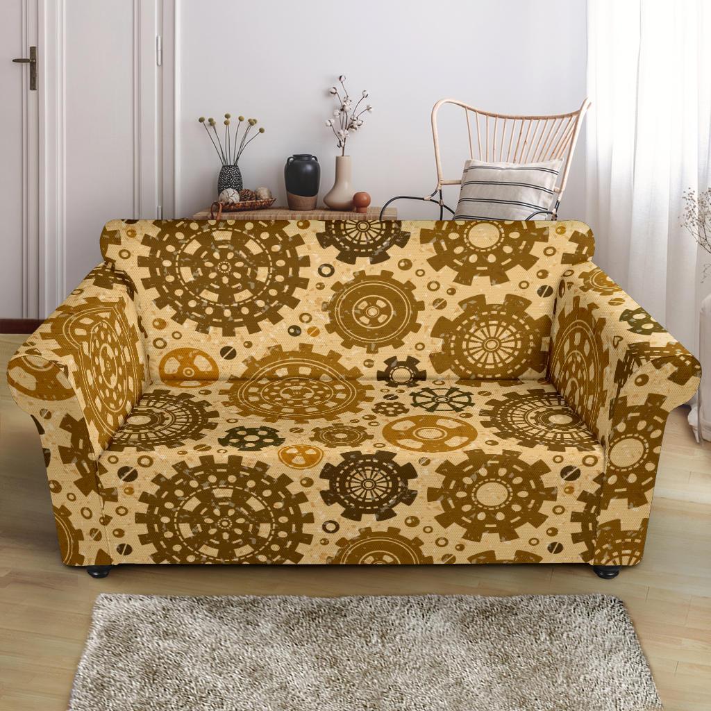 Steampunk Print Pattern Loveseat Cover-grizzshop