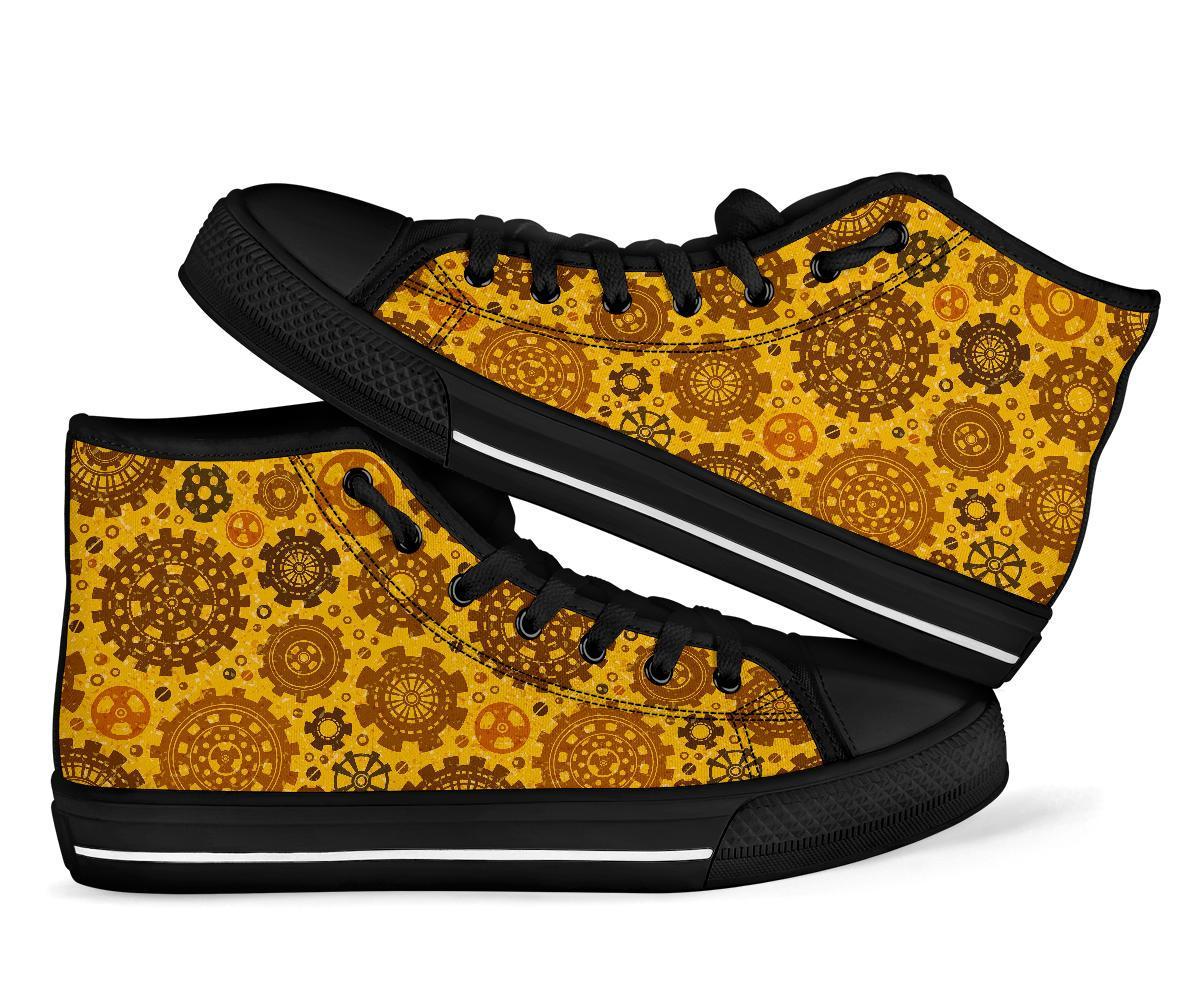 Steampunk Print Pattern Men Women's High Top Shoes-grizzshop