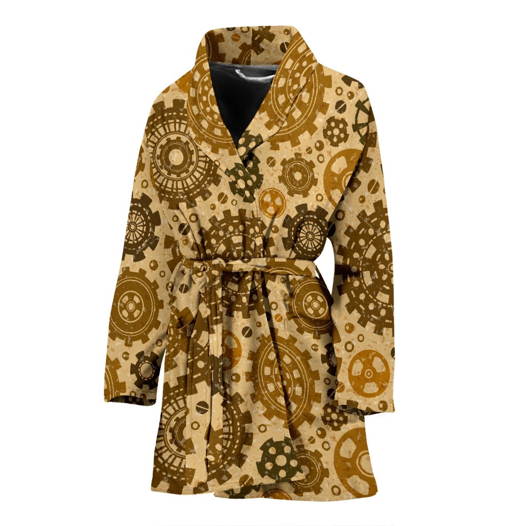 Steampunk Print Pattern Print Women Long Robe-grizzshop