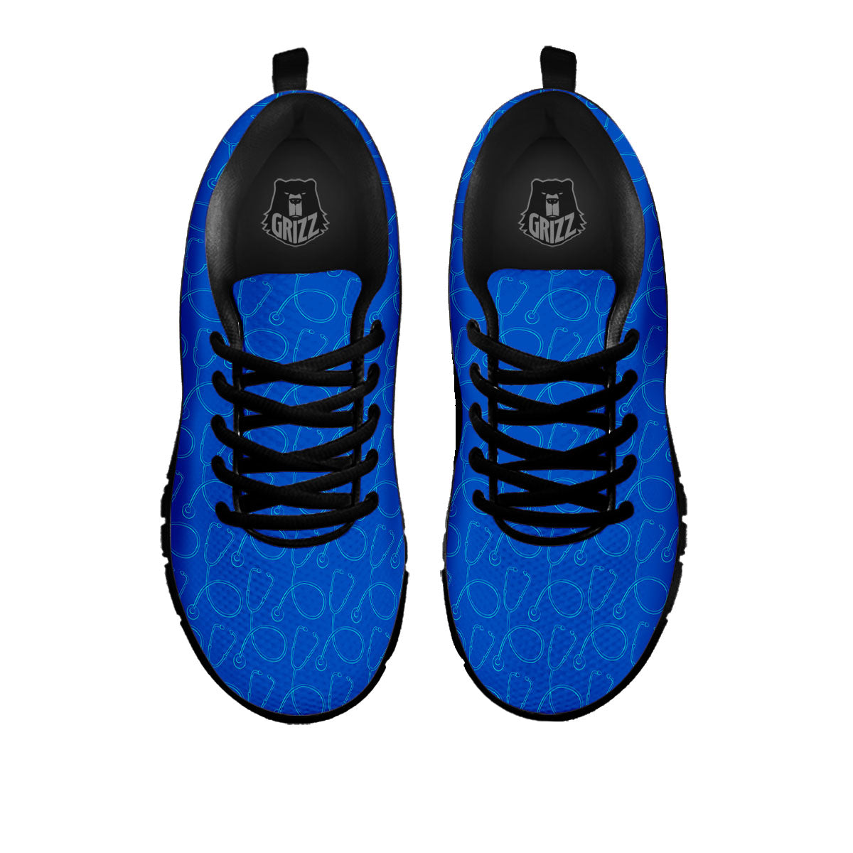 Stethoscope Blue Print Pattern Black Sneaker-grizzshop