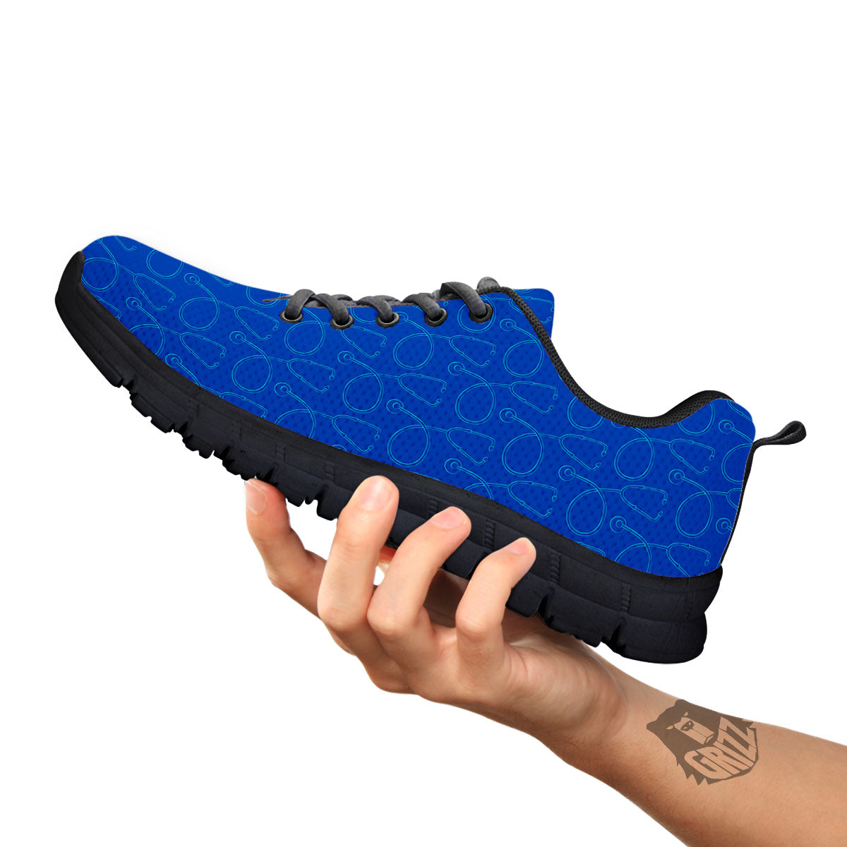 Stethoscope Blue Print Pattern Black Sneaker-grizzshop