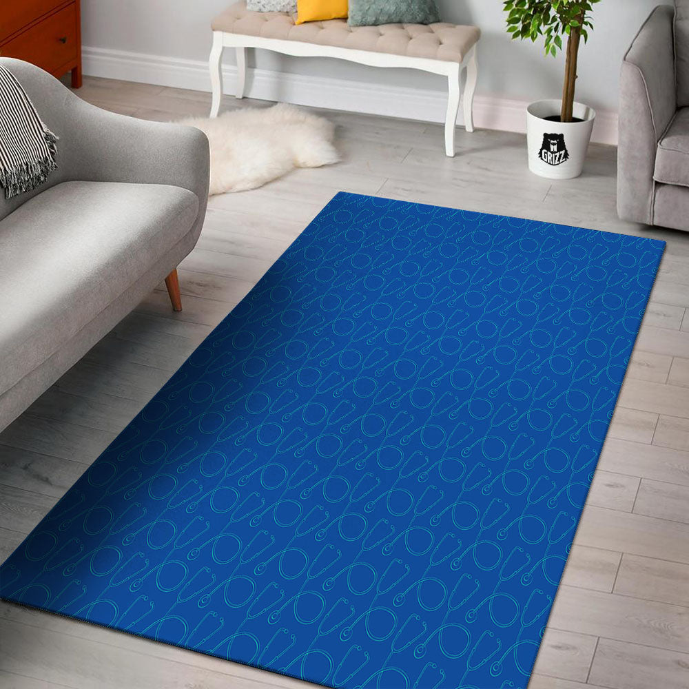 Stethoscope Blue Print Pattern Floor Mat-grizzshop