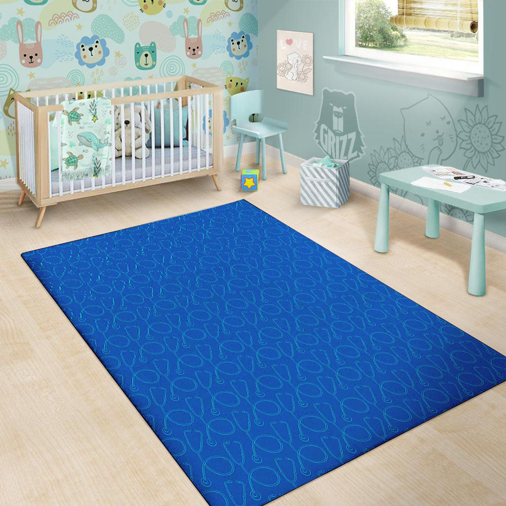 Stethoscope Blue Print Pattern Floor Mat-grizzshop