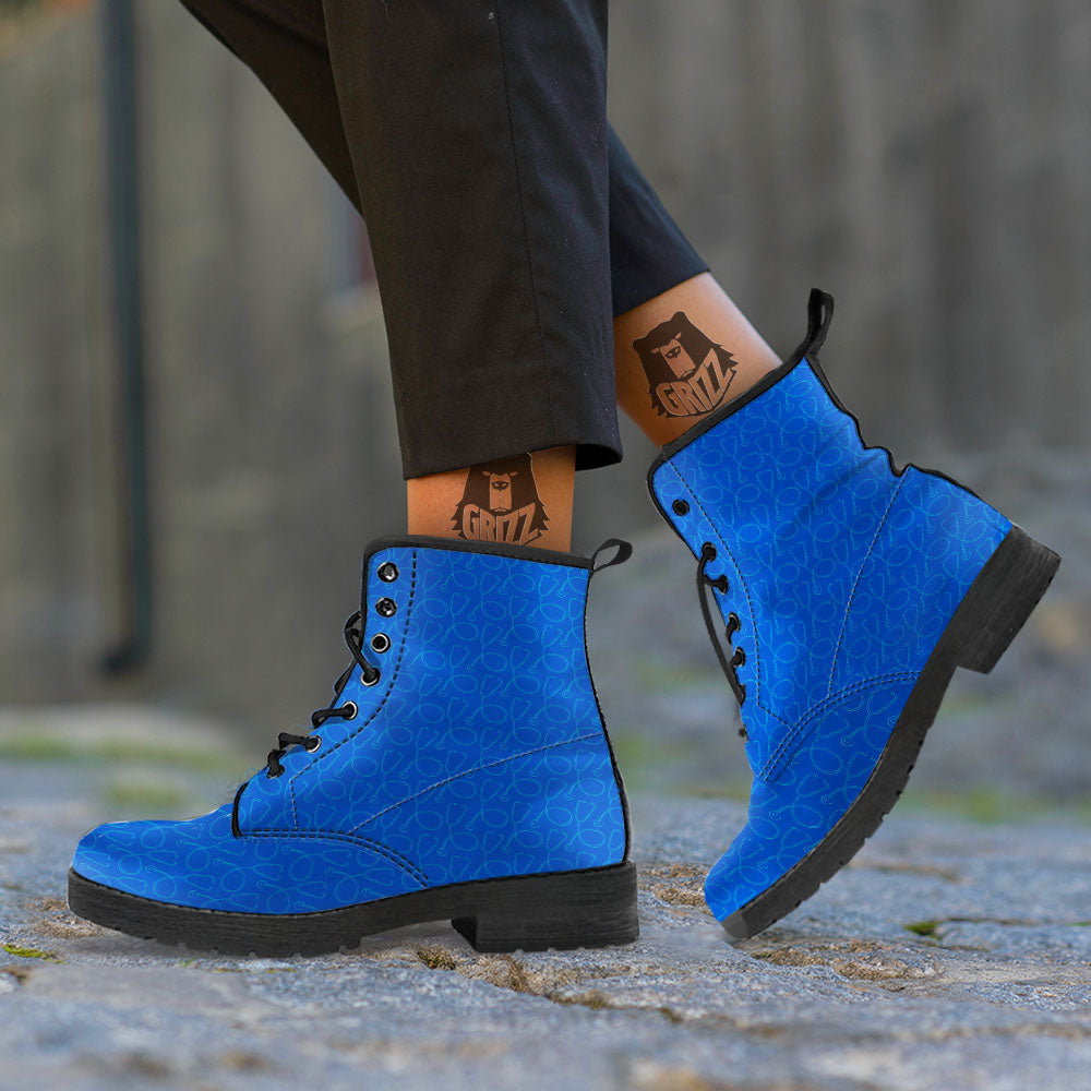 Stethoscope Blue Print Pattern Leather Boots-grizzshop