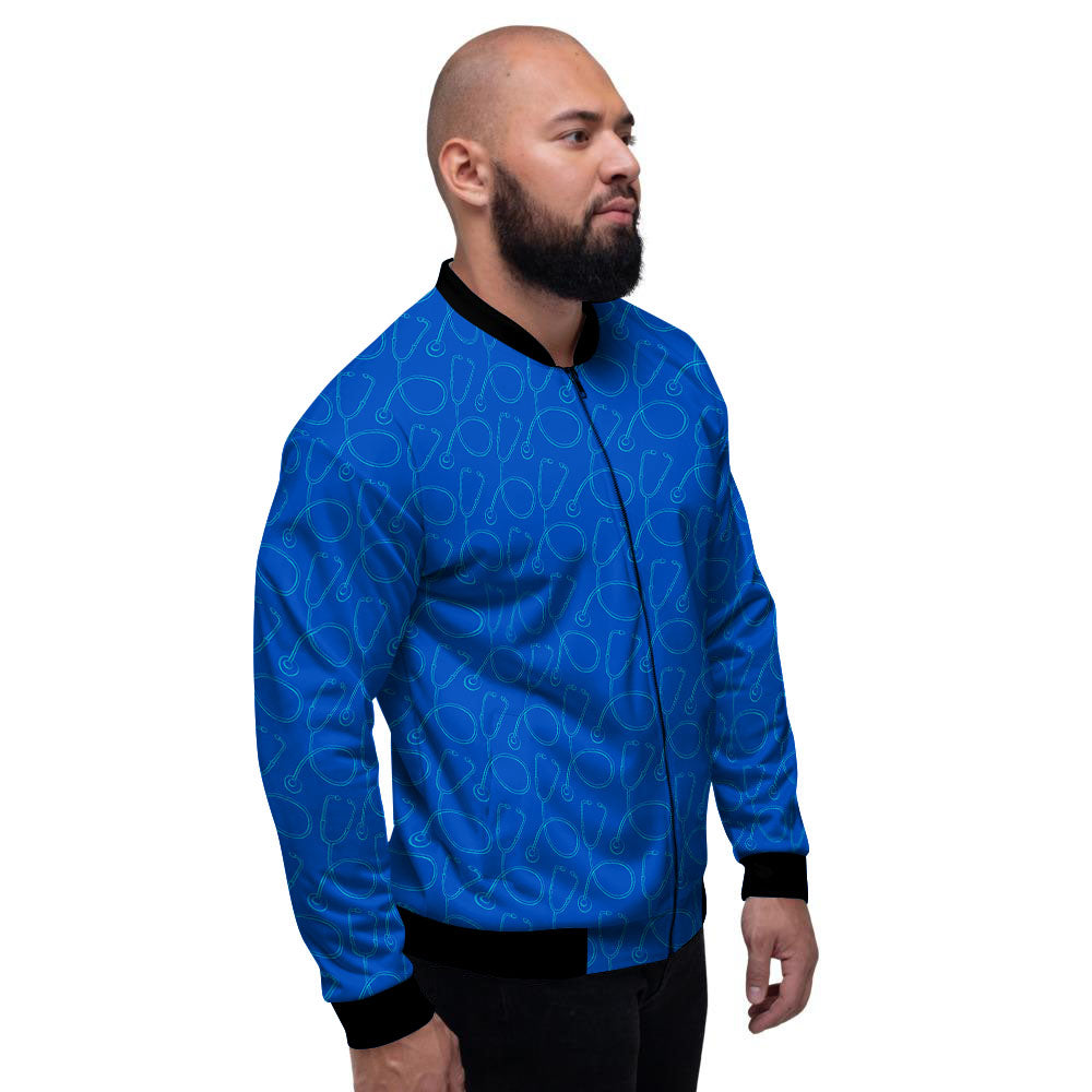 Stethoscope Blue Print Pattern Men's Bomber Jacket-grizzshop