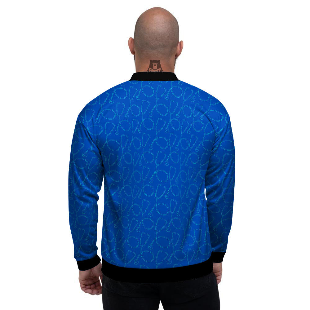 Stethoscope Blue Print Pattern Men's Bomber Jacket-grizzshop
