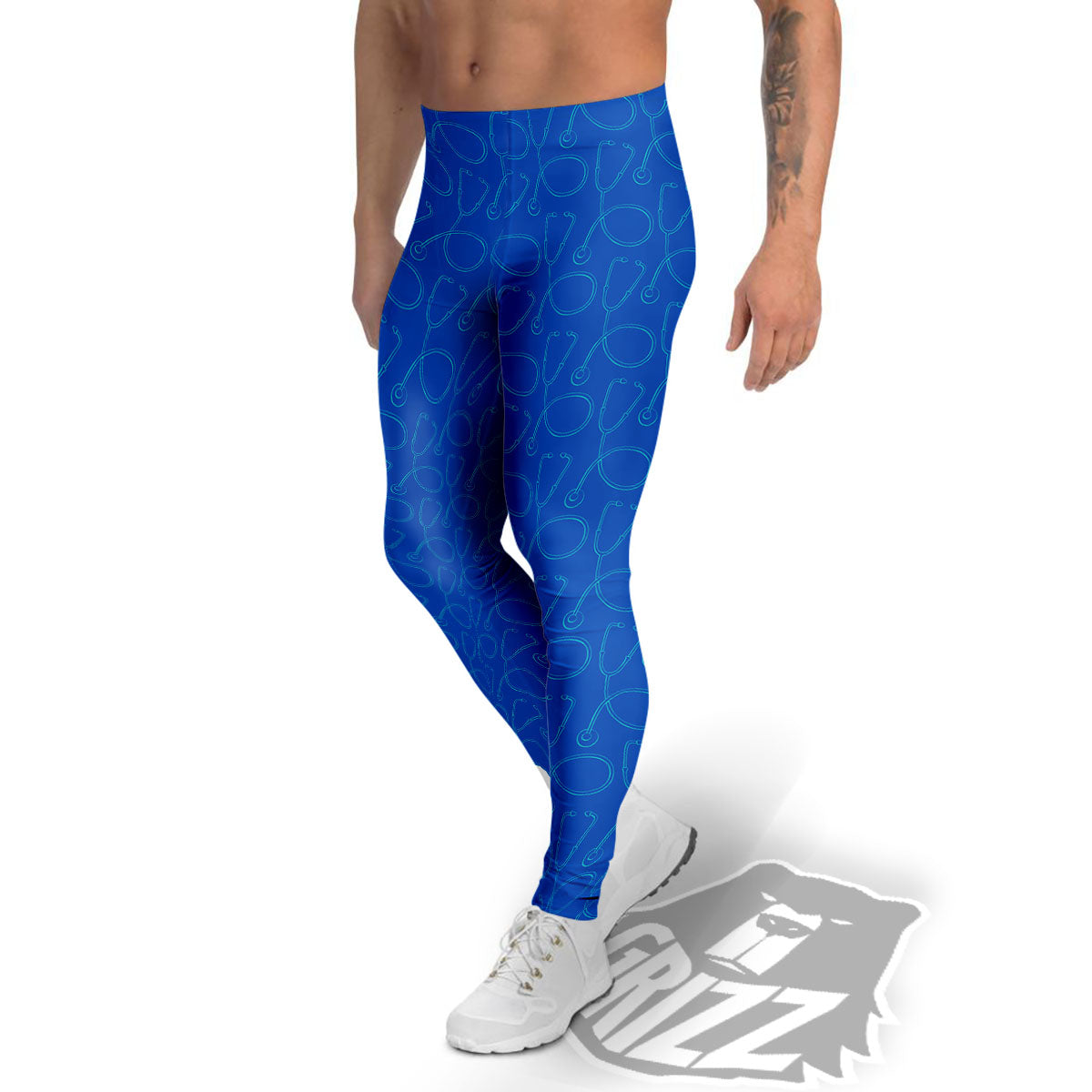 Stethoscope Blue Print Pattern Men's Leggings-grizzshop