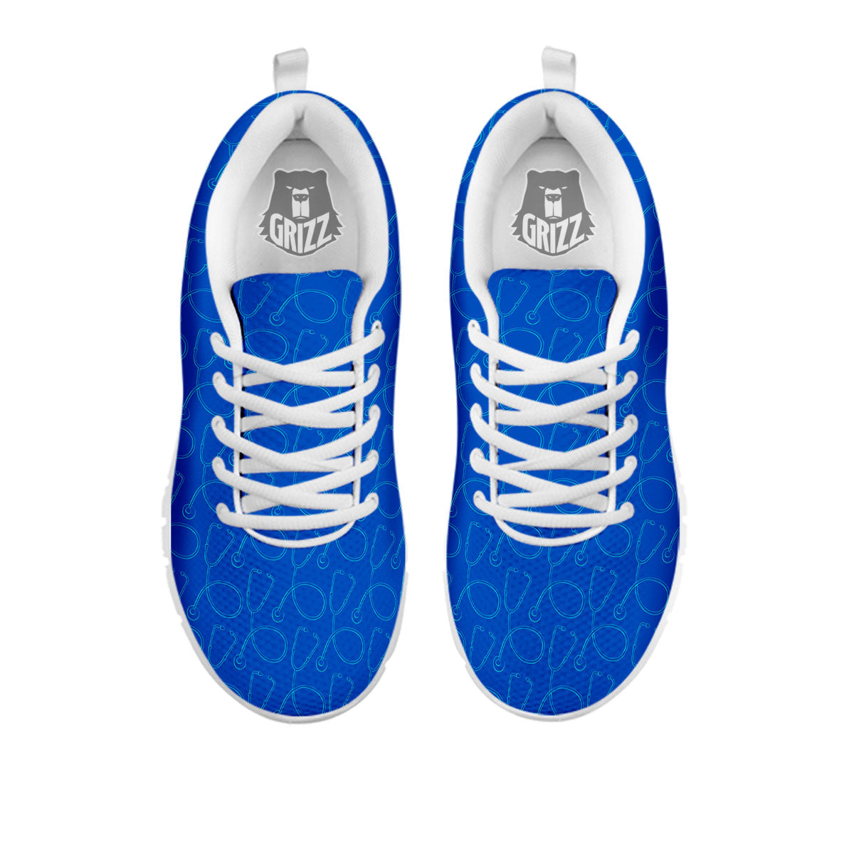 Stethoscope Blue Print Pattern White Sneaker-grizzshop