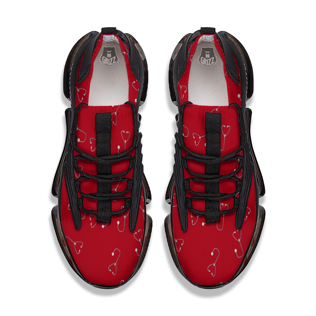 Stethoscope Red Print Pattern Black Gym Shoes-grizzshop