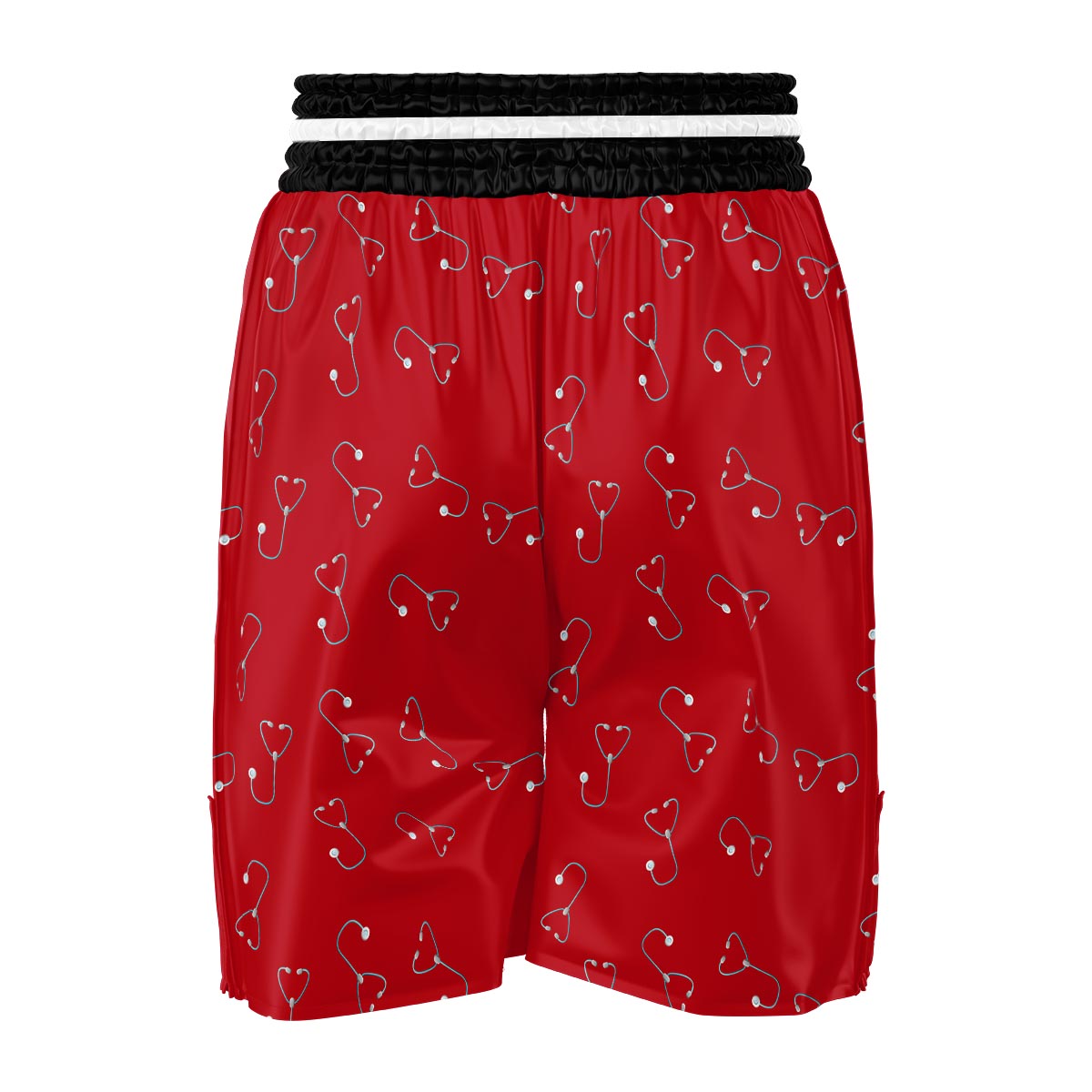 Stethoscope Red Print Pattern Boxing Shorts-grizzshop