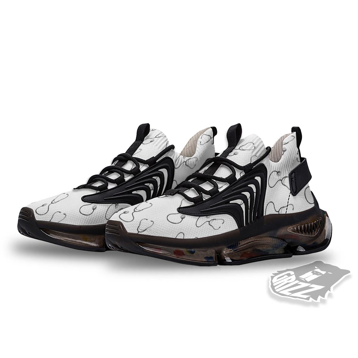 Stethoscope Sign Print Pattern Black Gym Shoes-grizzshop