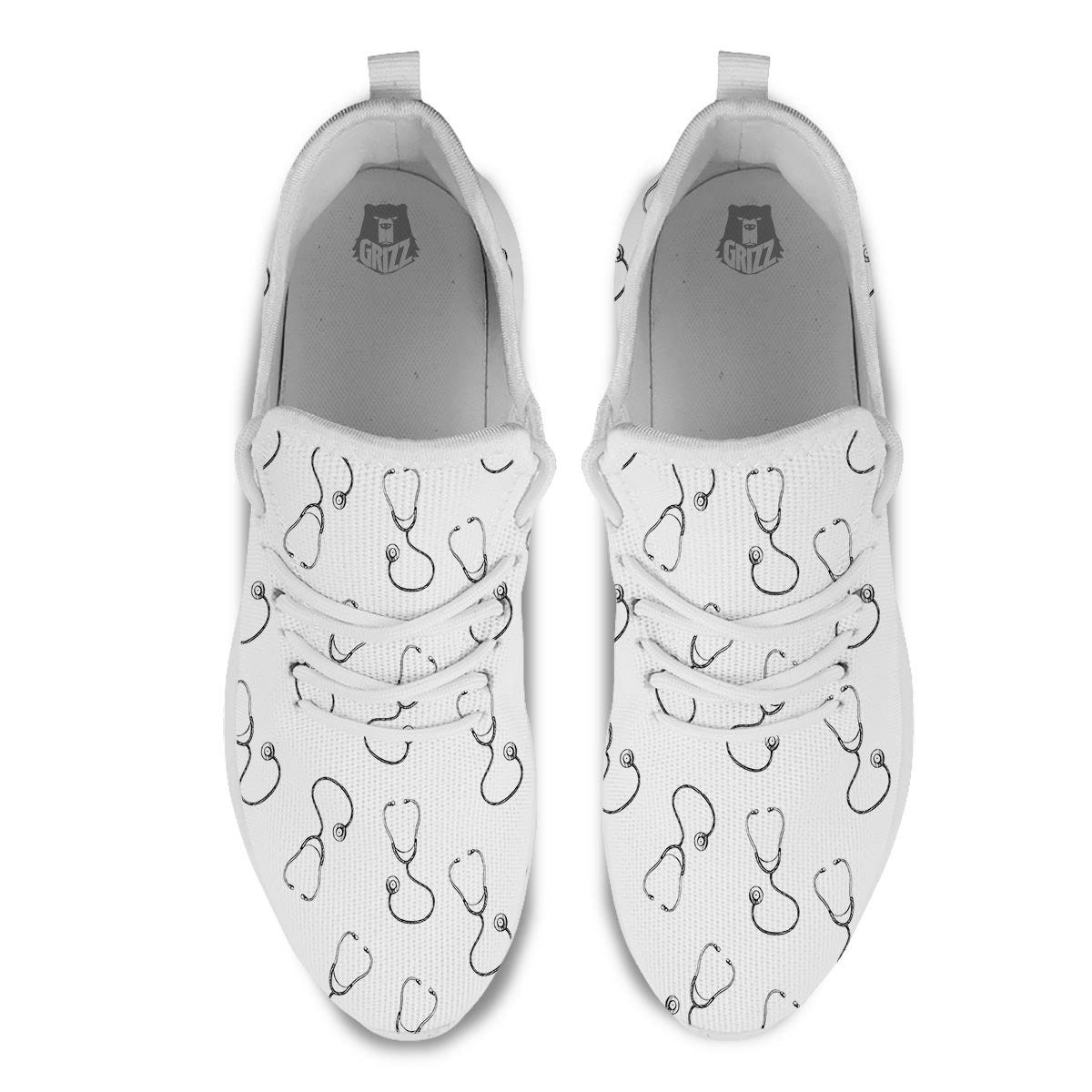 Stethoscope Sign Print Pattern White Athletic Shoes-grizzshop