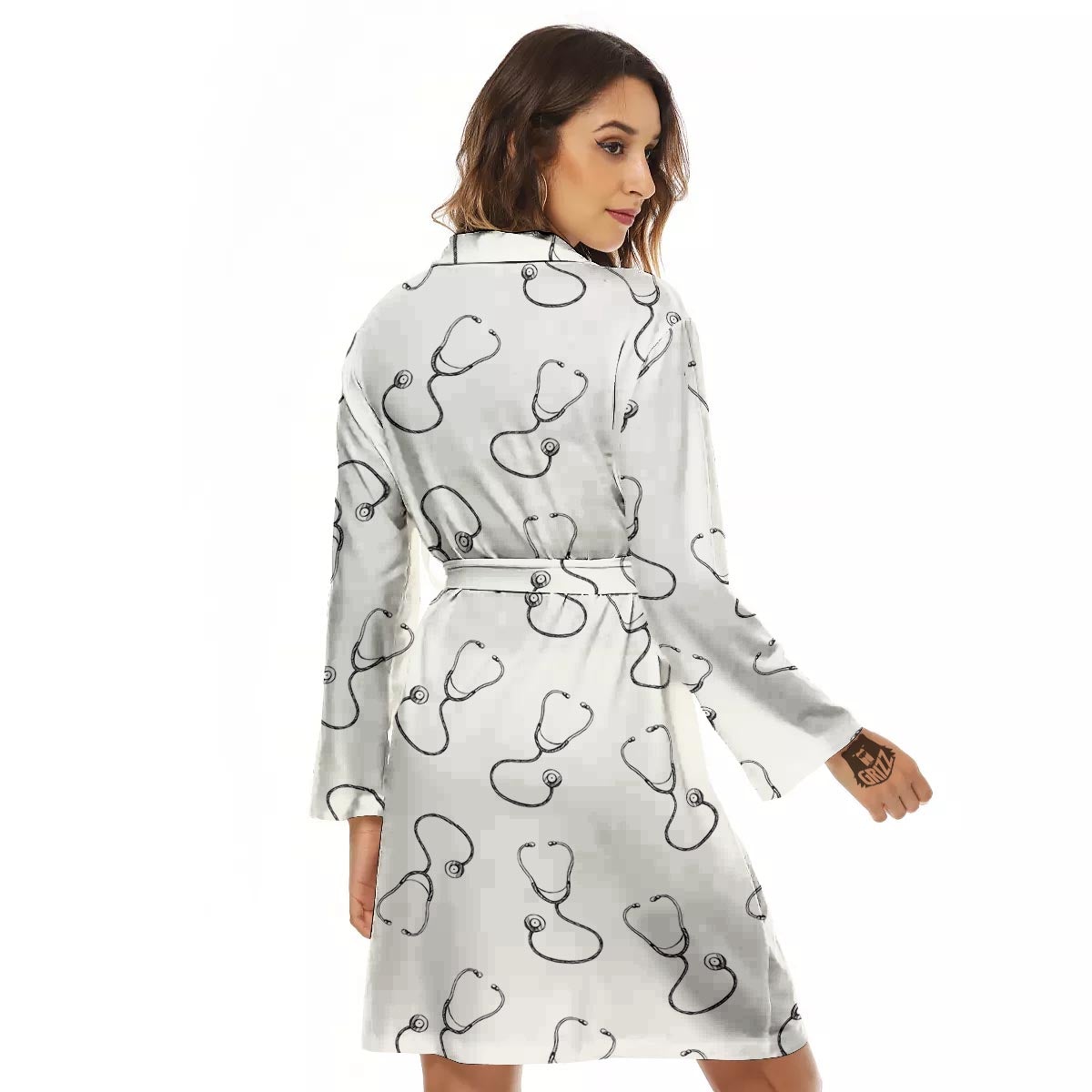 Stethoscope Sign Print Pattern Women's Robe-grizzshop