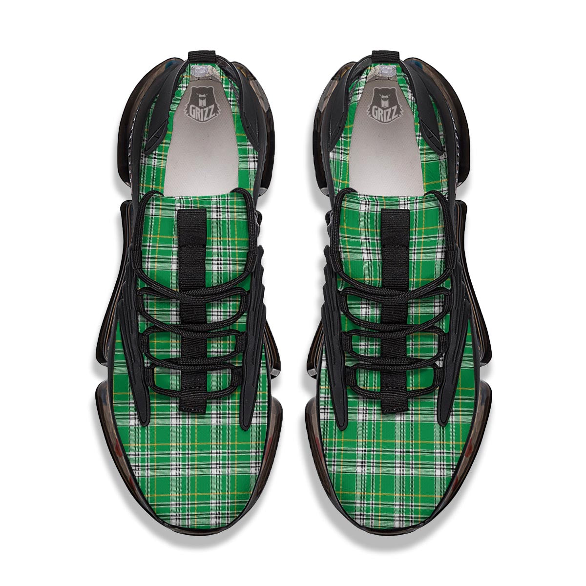 Stewart Plaid Saint Patrick's Day Print Pattern Black Gym Shoes-grizzshop