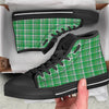 Stewart Plaid Saint Patrick's Day Print Pattern Black High Top Shoes-grizzshop