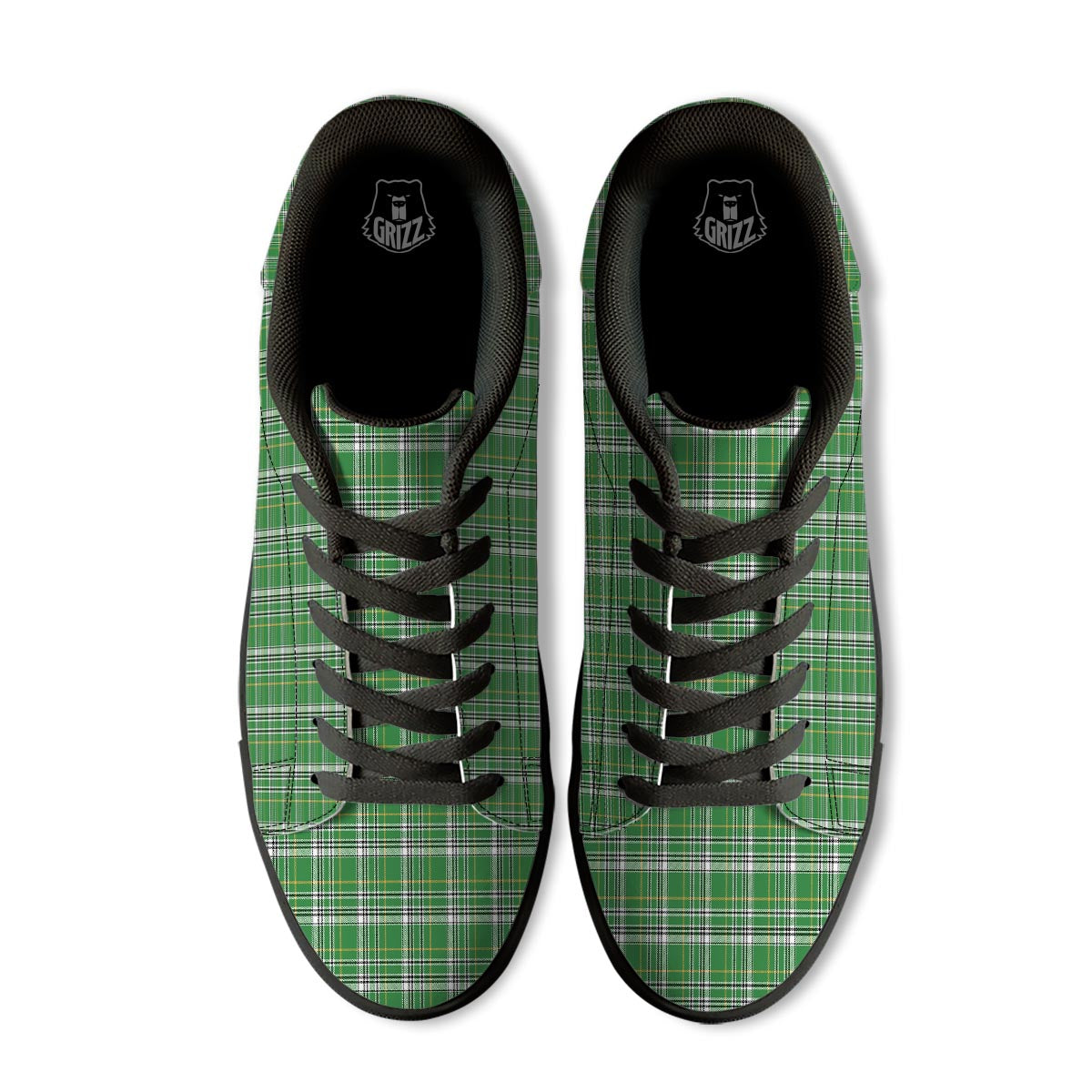 Stewart Plaid Saint Patrick's Day Print Pattern Black Low Top Sneakers-grizzshop