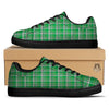 Stewart Plaid Saint Patrick's Day Print Pattern Black Low Top Sneakers-grizzshop